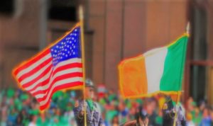 US flag and Ireland's Flag.